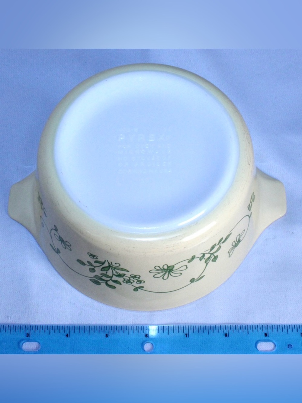 PYREX Milk Glass “Shenandoah” “Wintergreen” Cinderella Dish 1L Model 473 B - Picture 6 of 8
